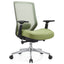 Silla operativa Gersa Milu con respaldo en malla, asiento tapizado, brazos 3D y base de nylon con rodajas
