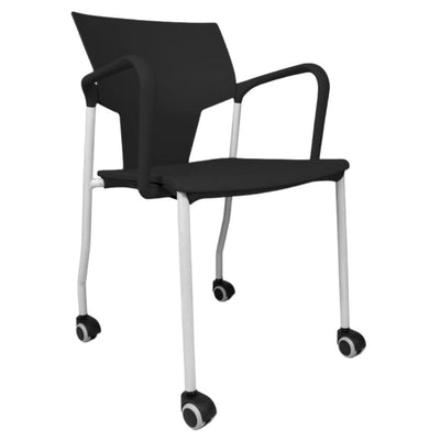 SILLA INFINITI AKTIVA BRAZOS CON RODAJAS | Silla Aktiva Brazos Rodajas para Sala Juntas Conferencias | Polipropileno | Interior - 102-0600B-BCO - Infiniti - NOGAL BEAT - Sillas