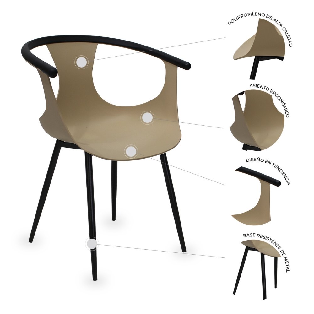 Silla comercial Kingstrong Catanzaro de polipropileno con asiento orgánico y base de cuatro patas