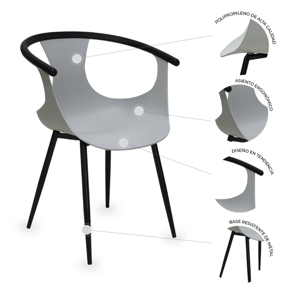 Silla comercial Kingstrong Catanzaro de polipropileno con asiento orgánico y base de cuatro patas