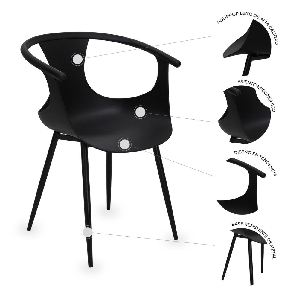 Silla comercial Kingstrong Catanzaro de polipropileno con asiento orgánico y base de cuatro patas