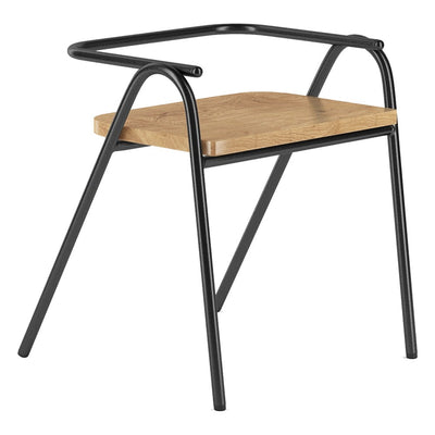 Silla Media para Área Común - GEBESA GRC HURDLE - Asiento de Roble y Estructura de Acero - GGRH318 - GEBESA - NOGAL BEAT - Silla Comercial Interior