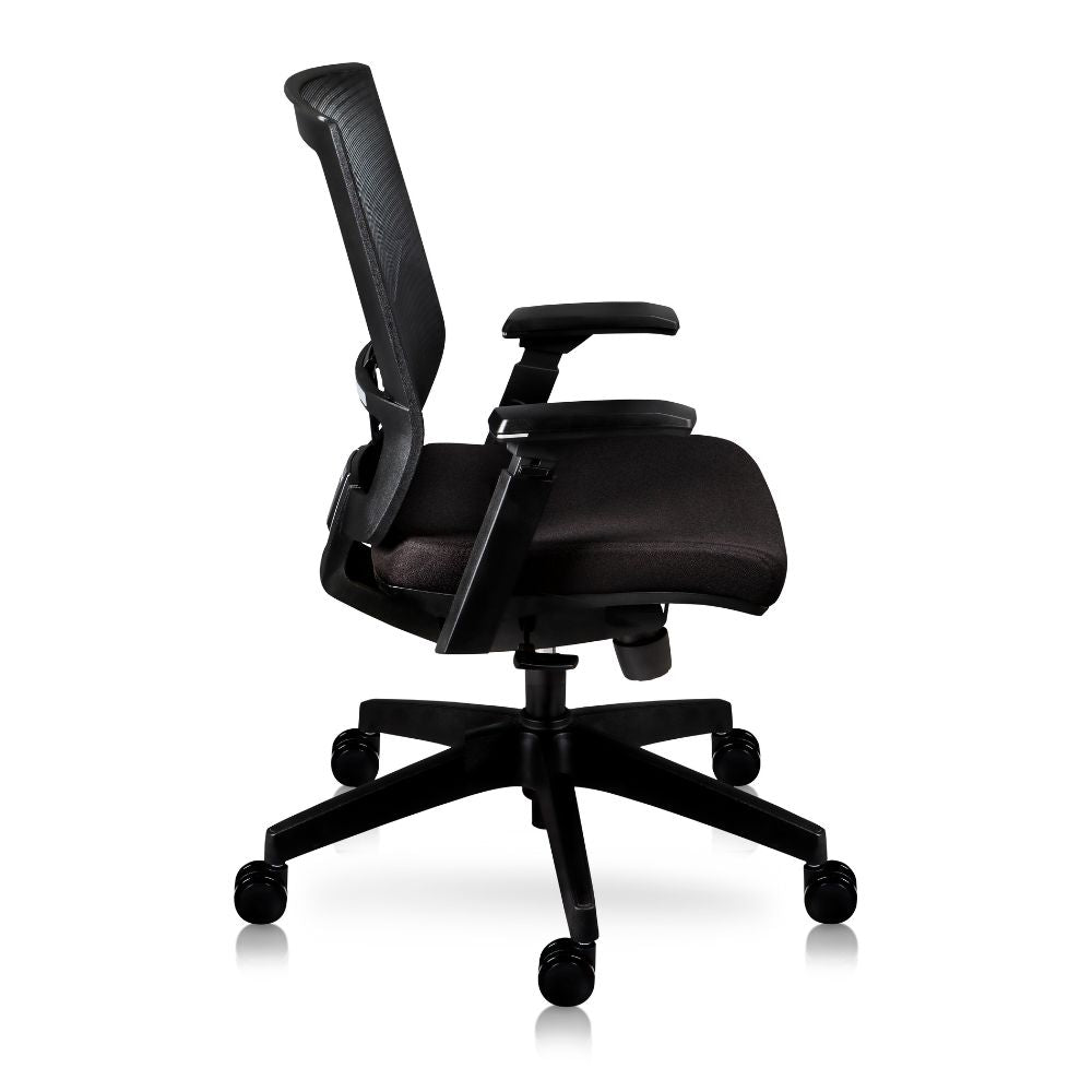 SILLA NOGAL BEAT AUSTRIA EJECUTIVO | Silla Ejecutiva | Base Nylon Rodajas | Asiento Tapizado | Respaldo Malla | Mecanismo Altura Ajustable | Brazos Ajustables | Negro | Interior - AUSTRIA EJECUTIVO - MOBILIARIO EN MOVIMIENTO - NOGAL BEAT - Sillas