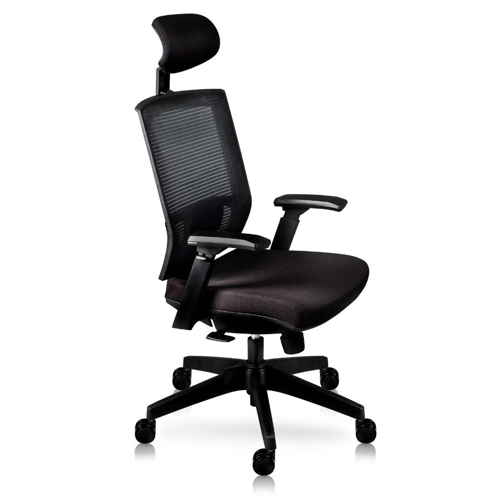 SILLA NOGAL BEAT AUSTRIA | Silla Directiva | Base Nylon Rodajas | Asiento Espuma poliuretano | Tapizado | Respaldo Malla | Brazos Ajustables | Ajuste Altura | Negro | Interior - AUSTRIA - MOBILIARIO EN MOVIMIENTO - NOGAL BEAT - Sillas