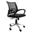 Silla operativa Nogal Beat Black Jack negra con respaldo en malla, asiento tapizado y base cromada