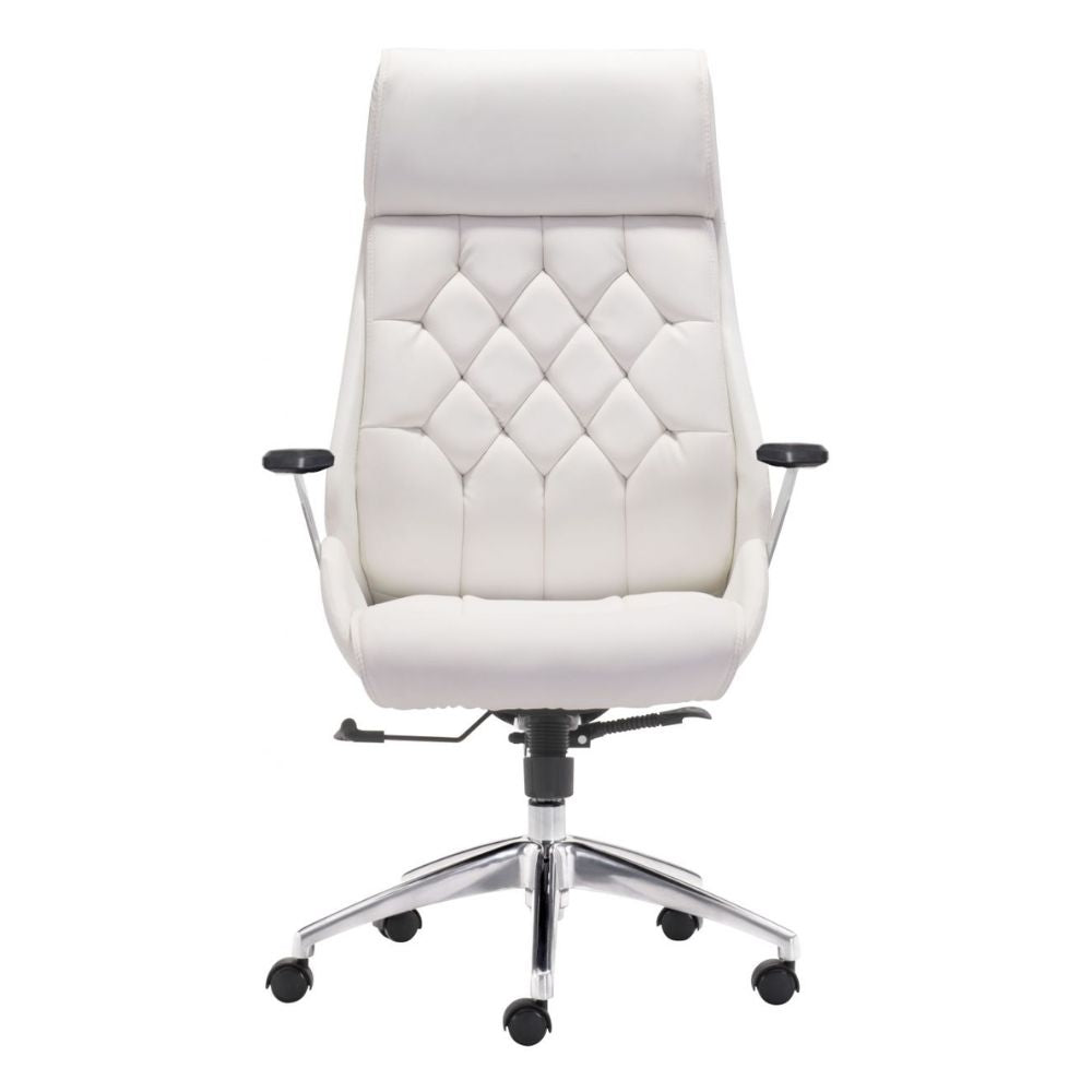 SILLA NOGAL BEAT BOUTIQUE | Silla de Oficina Moderna Gerencial | Base Estrella con Rodajas | Blanco | Piel sintética 100% Poliuretano | Interior - 205891 - Zuo - NOGAL BEAT -