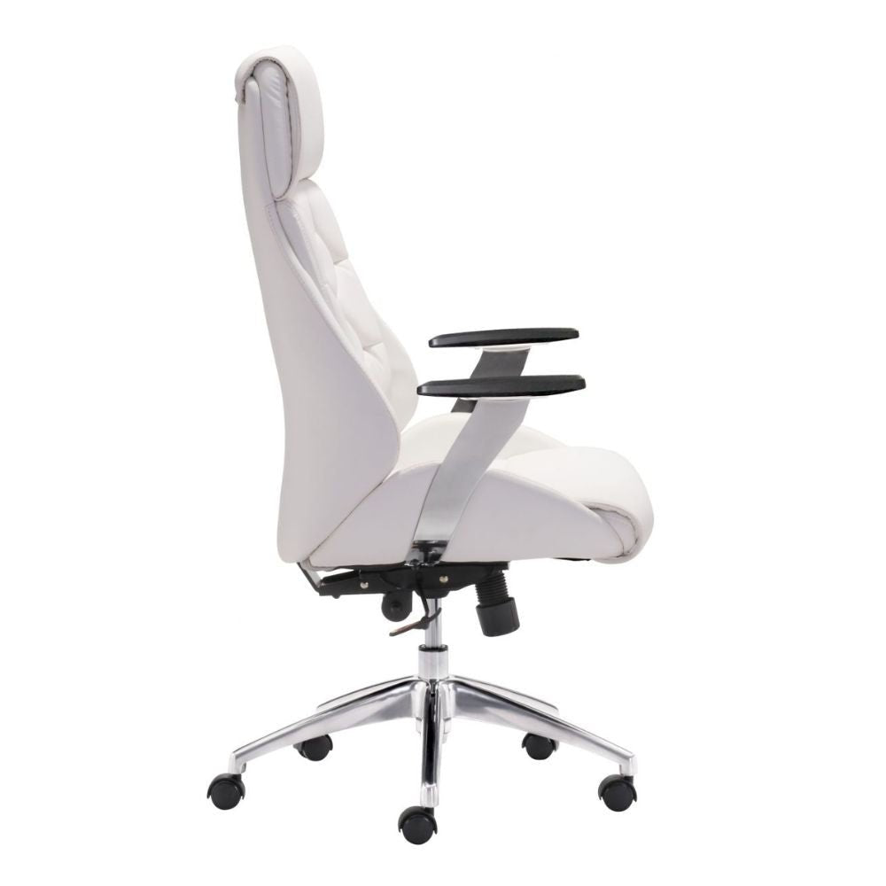 SILLA NOGAL BEAT BOUTIQUE | Silla de Oficina Moderna Gerencial | Base Estrella con Rodajas | Blanco | Piel sintética 100% Poliuretano | Interior - 205891 - Zuo - NOGAL BEAT -