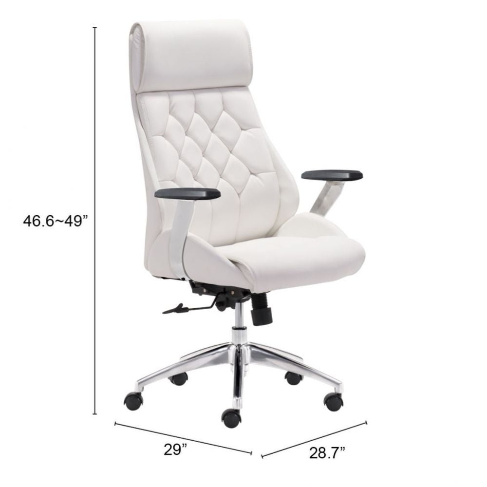 SILLA NOGAL BEAT BOUTIQUE | Silla de Oficina Moderna Gerencial | Base Estrella con Rodajas | Blanco | Piel sintética 100% Poliuretano | Interior - 205891 - Zuo - NOGAL BEAT -