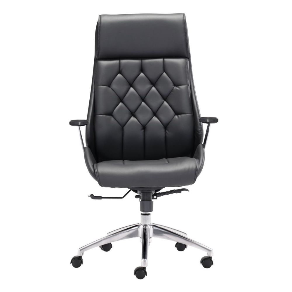 SILLA NOGAL BEAT BOUTIQUE | Silla de Oficina Moderna Gerencial | Base Estrella con Rodajas | Negro | Piel sintética 100% Poliuretano | Interior - 205890 - Zuo - NOGAL BEAT -