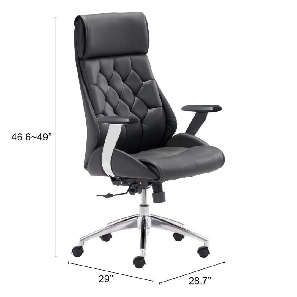 SILLA NOGAL BEAT BOUTIQUE | Silla de Oficina Moderna Gerencial | Base Estrella con Rodajas | Negro | Piel sintética 100% Poliuretano | Interior - 205890 - Zuo - NOGAL BEAT -