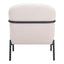 SILLA NOGAL BEAT CHICAGO | Silla Decorativa para Habitación Estudio | Base Acero Negro | Blanco | Estilo Piel de Oveja 100% Poliéster Madera Contrachapada | Interior - 109518 - Zuo - NOGAL BEAT - Sillas