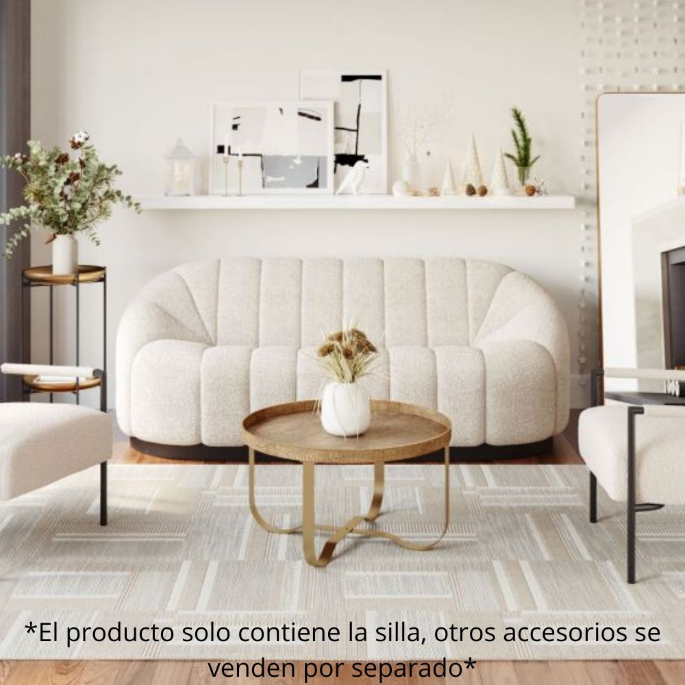 SILLA NOGAL BEAT CHICAGO | Silla Decorativa para Habitación Estudio | Base Acero Negro | Blanco | Estilo Piel de Oveja 100% Poliéster Madera Contrachapada | Interior - 109518 - Zuo - NOGAL BEAT - Sillas