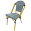 Silla comercial Nogal Beat Eiffel con estructura de aluminio acabado madera y malla tejida multicolor