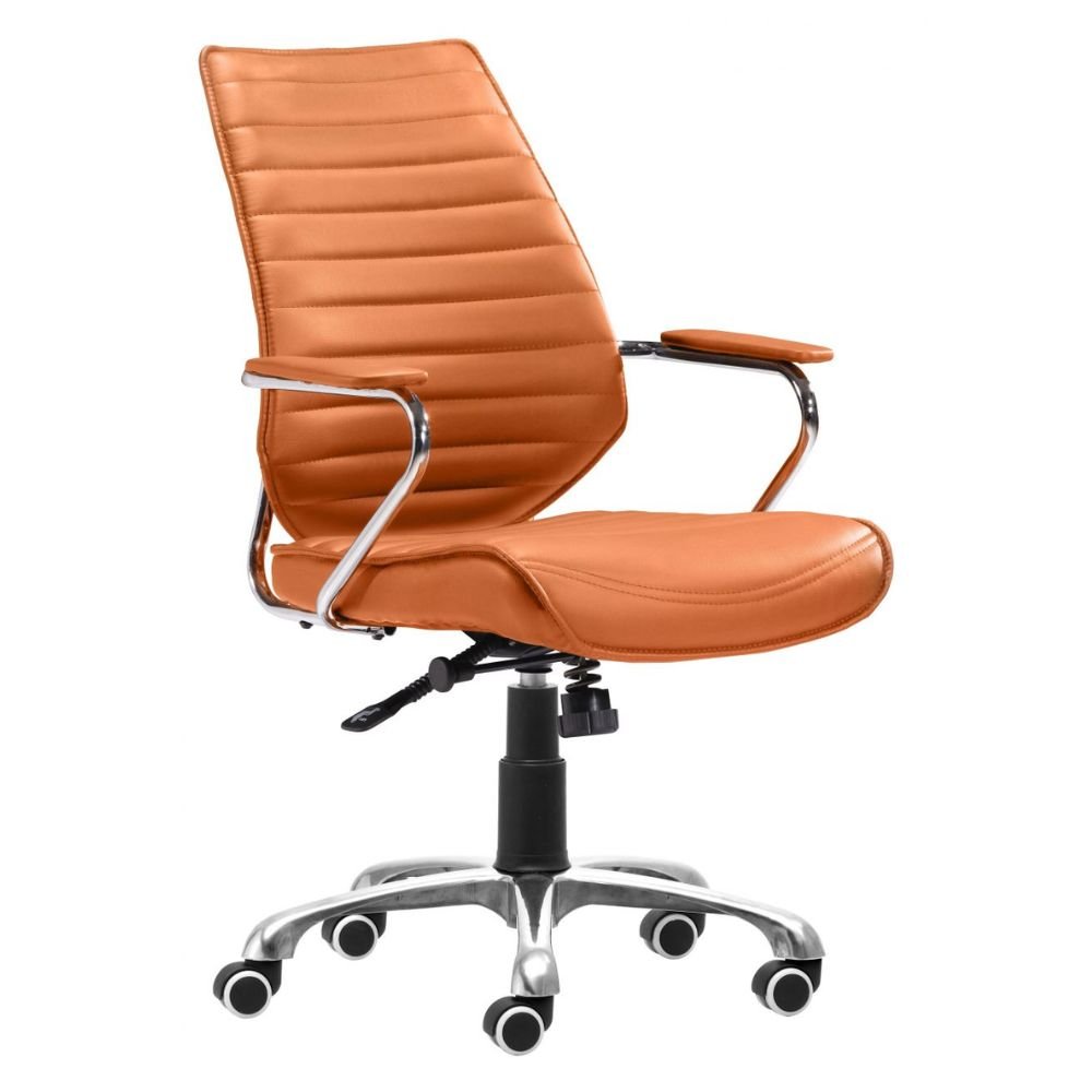 SILLA NOGAL BEAT ENTERPRISE | Silla de Oficina Moderna Gerencial | Base Estrella con Rodajas | Naranja | Piel sintética 100% Poliuretano | Interior - 205167 - Zuo - NOGAL BEAT -