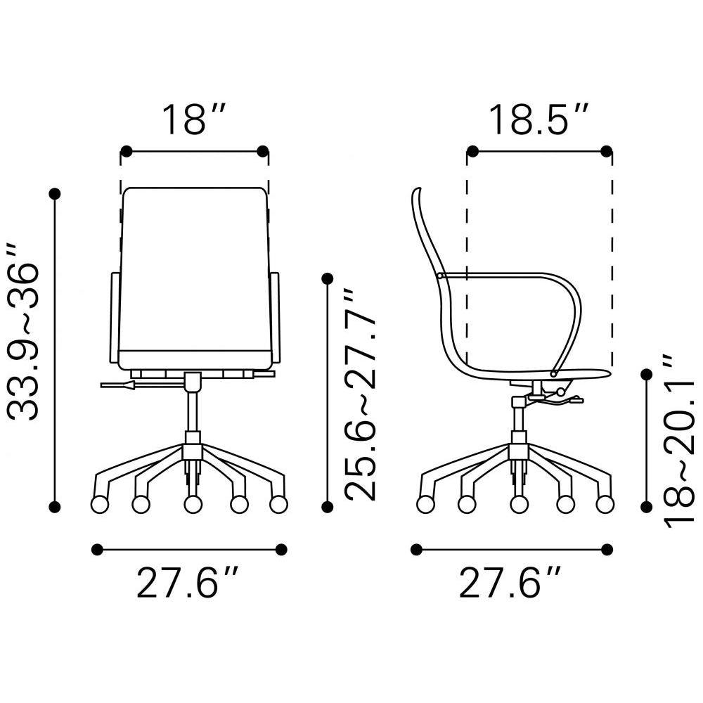 SILLA NOGAL BEAT GLIDER RESPALDO BAJO | Silla de Oficina para Empresa | Base Estrella con Rodajas | Negro | Piel Sintética 100% Poliuretano | Interior - 100374 - Zuo - NOGAL BEAT -