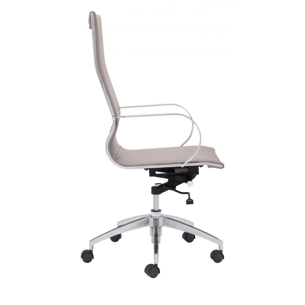 SILLA NOGAL BEAT GLIDER | Silla Gerencial Respaldo Alto para Oficina | Base Estrella con Rodajas Plata | Marrón | Piel Sintética 100% Poliuretano | Interior - 100373 - Zuo - NOGAL BEAT -