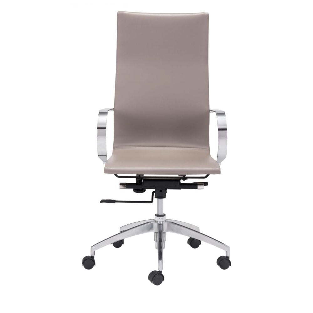 SILLA NOGAL BEAT GLIDER | Silla Gerencial Respaldo Alto para Oficina | Base Estrella con Rodajas Plata | Marrón | Piel Sintética 100% Poliuretano | Interior - 100373 - Zuo - NOGAL BEAT -