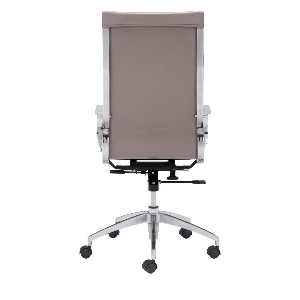 SILLA NOGAL BEAT GLIDER | Silla Gerencial Respaldo Alto para Oficina | Base Estrella con Rodajas Plata | Marrón | Piel Sintética 100% Poliuretano | Interior - 100373 - Zuo - NOGAL BEAT -