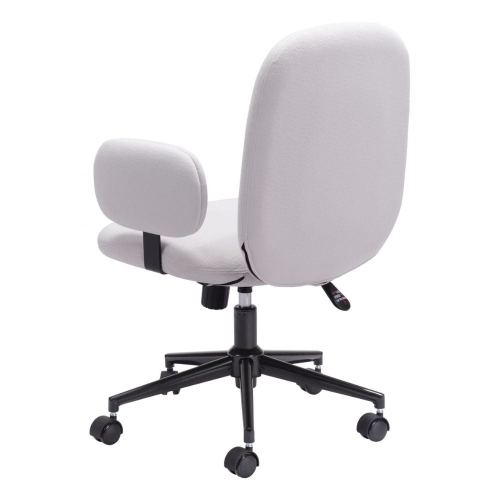 SILLA NOGAL BEAT LIONEL | Silla de Oficina Home Office | Base Estrella con Rodajas | Beige Blanco | Tejido 100% Poliéster | Interior - 109528 - Zuo - NOGAL BEAT -