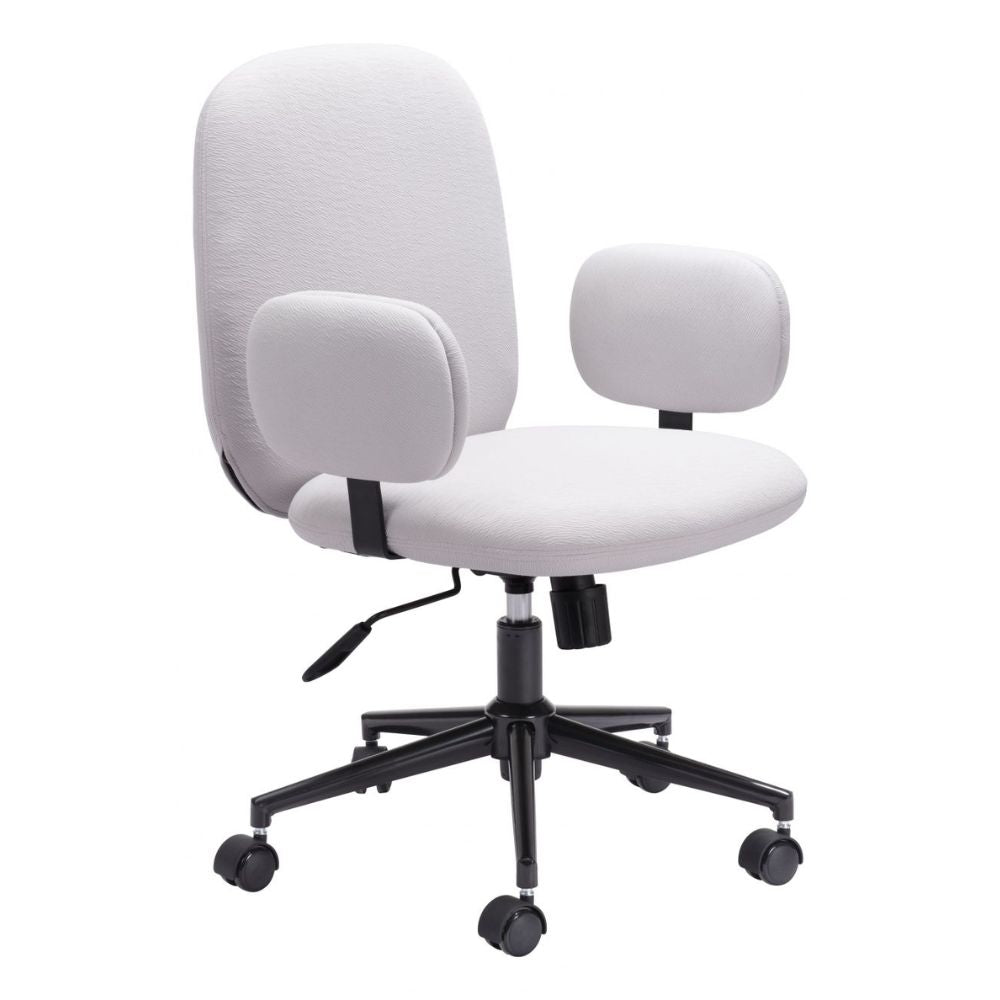 SILLA NOGAL BEAT LIONEL | Silla de Oficina Home Office | Base Estrella con Rodajas | Beige Blanco | Tejido 100% Poliéster | Interior - 109528 - Zuo - NOGAL BEAT -