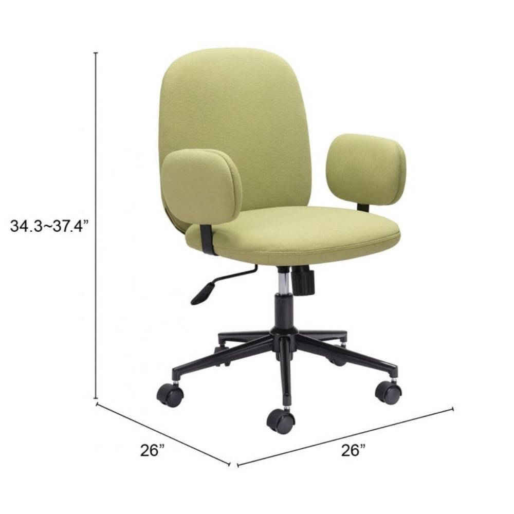 SILLA NOGAL BEAT LIONEL | Silla de Oficina Home Office | Base Estrella con Rodajas | Verde Oliva | Tejido 100% Poliéster | Interior - 109529 - Zuo - NOGAL BEAT -