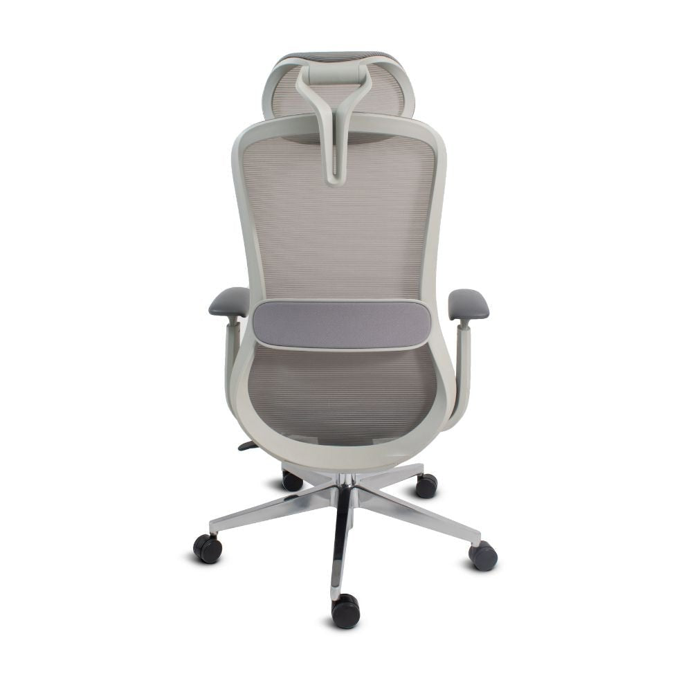 SILLA NOGAL BEAT LONDRES GRIS | Silla Directiva | Base Aluminio | Respaldo Ajustable | Asiento Deslizante | Brazos | Cabecera Ajustable | Gris | Interior - LONDRES GRIS - MOBILIARIO EN MOVIMIENTO - NOGAL BEAT - Sillas para oficina