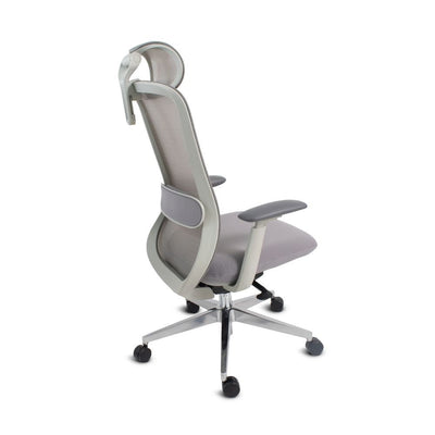 SILLA NOGAL BEAT LONDRES GRIS | Silla Directiva | Base Aluminio | Respaldo Ajustable | Asiento Deslizante | Brazos | Cabecera Ajustable | Gris | Interior - LONDRES GRIS - MOBILIARIO EN MOVIMIENTO - NOGAL BEAT - Sillas para oficina