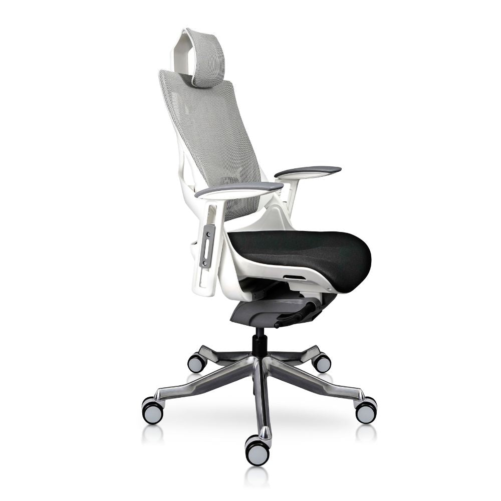 SILLA NOGAL BEAT MADAGASCAR BLANCO | Silla Directiva | Base Aluminio | Cabecera Ajustable | Respaldo Ajustable | Asiento Deslizante | Brazos | Blanco | Interior | - MADAGASCAR BLANCO - MOBILIARIO EN MOVIMIENTO - NOGAL BEAT - Sillas para oficina