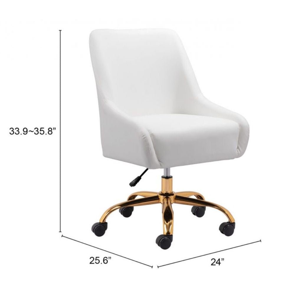 SILLA NOGAL BEAT MADELAINE | Silla de Oficina Decorativa | Base Estrella con Rodajas | Blanco | Piel Sintética 100% Poliuretano | Interior - 109489 - Zuo - NOGAL BEAT -