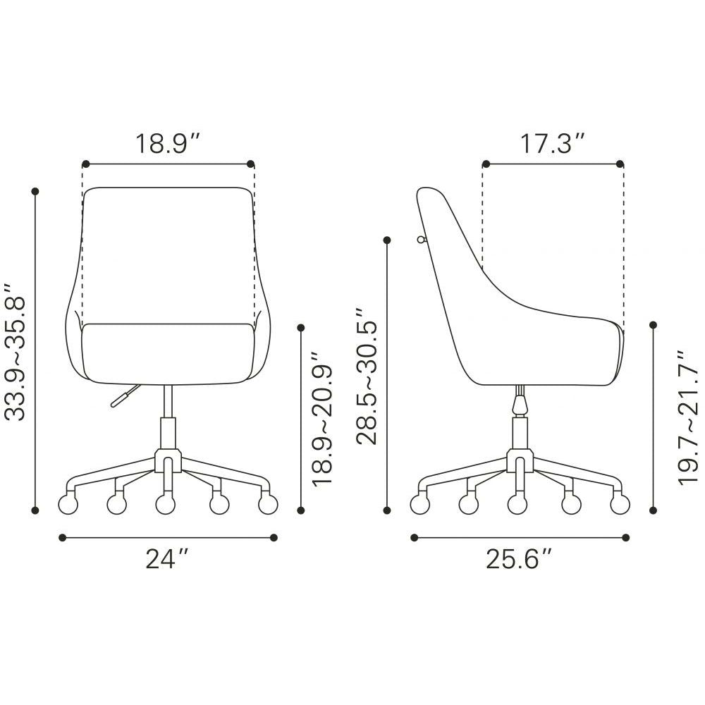 SILLA NOGAL BEAT MADELAINE | Silla de Oficina Decorativa | Base Estrella con Rodajas | Blanco | Piel Sintética 100% Poliuretano | Interior - 109489 - Zuo - NOGAL BEAT -