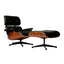 Silla ocasional Nogal Beat Metz negra con ottoman, tapizada en vinipiel y estrella de acero cromado