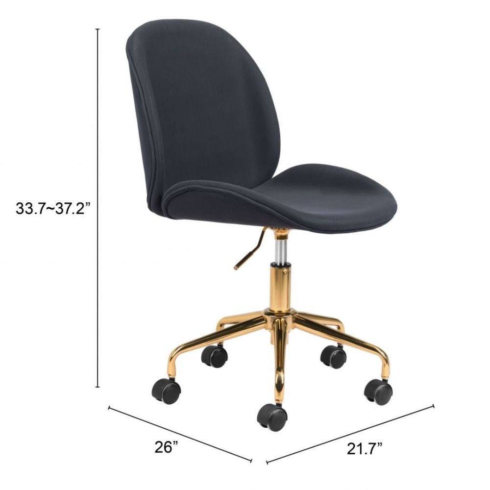 SILLA NOGAL BEAT MILES | Silla de Oficina Decorativa | Base Estrella con Rodajas | Negro | Piel Sintética 100% Poliuretano | Interior - 101755 - Zuo - NOGAL BEAT -