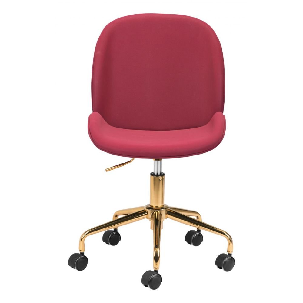 SILLA NOGAL BEAT MILES | Silla de Oficina Decorativa | Base Estrella con Rodajas | Rojo | Piel Sintética 100% Poliuretano | Interior - 101754 - Zuo - NOGAL BEAT -