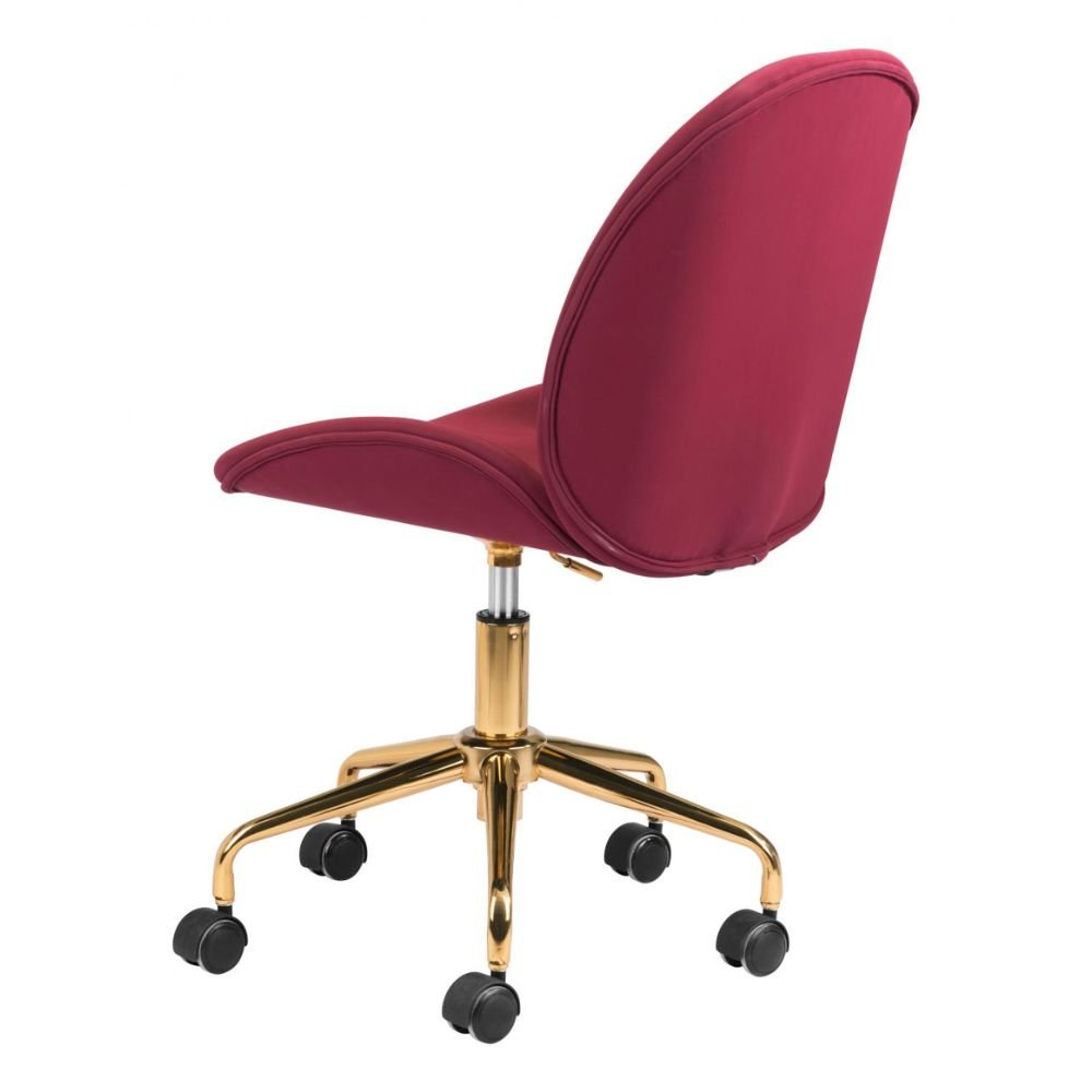 SILLA NOGAL BEAT MILES | Silla de Oficina Decorativa | Base Estrella con Rodajas | Rojo | Piel Sintética 100% Poliuretano | Interior - 101754 - Zuo - NOGAL BEAT -