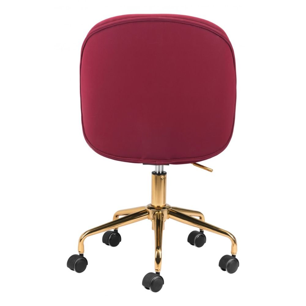 SILLA NOGAL BEAT MILES | Silla de Oficina Decorativa | Base Estrella con Rodajas | Rojo | Piel Sintética 100% Poliuretano | Interior - 101754 - Zuo - NOGAL BEAT -