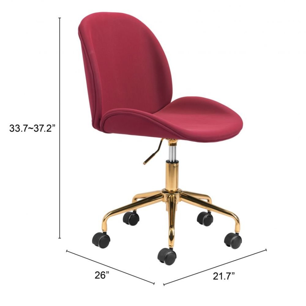 SILLA NOGAL BEAT MILES | Silla de Oficina Decorativa | Base Estrella con Rodajas | Rojo | Piel Sintética 100% Poliuretano | Interior - 101754 - Zuo - NOGAL BEAT -