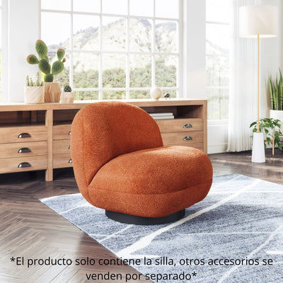 SILLA NOGAL BEAT MYANMAR | Silla Decorativa para Habitación Estudio | Base Acero Negro | Naranja | Estilo Piel de Oveja 100% Poliéster Madera Contrachapada | Interior - 109347 - Zuo - NOGAL BEAT - Sillas