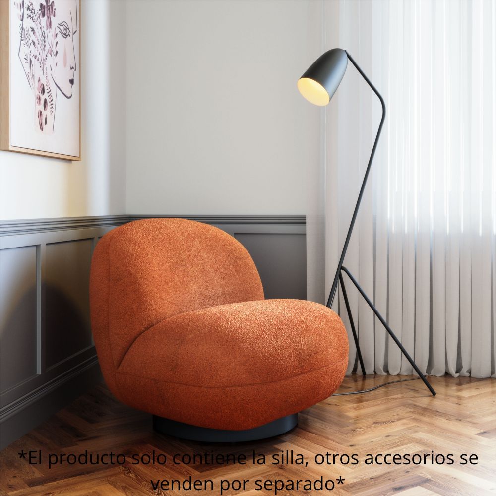 SILLA NOGAL BEAT MYANMAR | Silla Decorativa para Habitación Estudio | Base Acero Negro | Naranja | Estilo Piel de Oveja 100% Poliéster Madera Contrachapada | Interior - 109347 - Zuo - NOGAL BEAT - Sillas