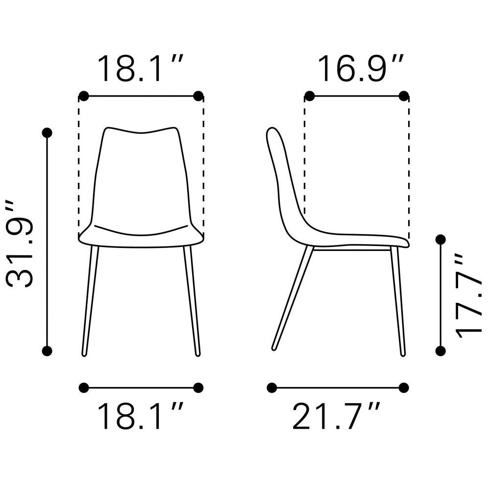 SILLA NOGAL BEAT NORWICH | Silla Ocasional de Comedor | Base Acero Negro | Marrón | Piel Sintética 100% Poliuretano Madera Contrachapada | Interior - 100759 - Zuo - NOGAL BEAT - Sillas