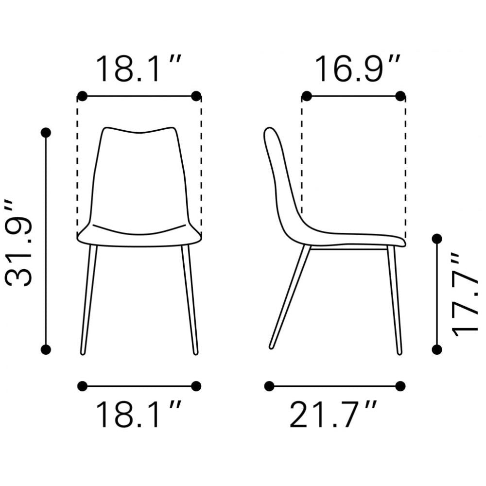 SILLA NOGAL BEAT NORWICH | Silla Ocasional de Comedor | Base Acero | Negro | Piel Sintética 100% Poliuretano Madera Contrachapada | Interior - 100760 - Zuo - NOGAL BEAT - Sillas