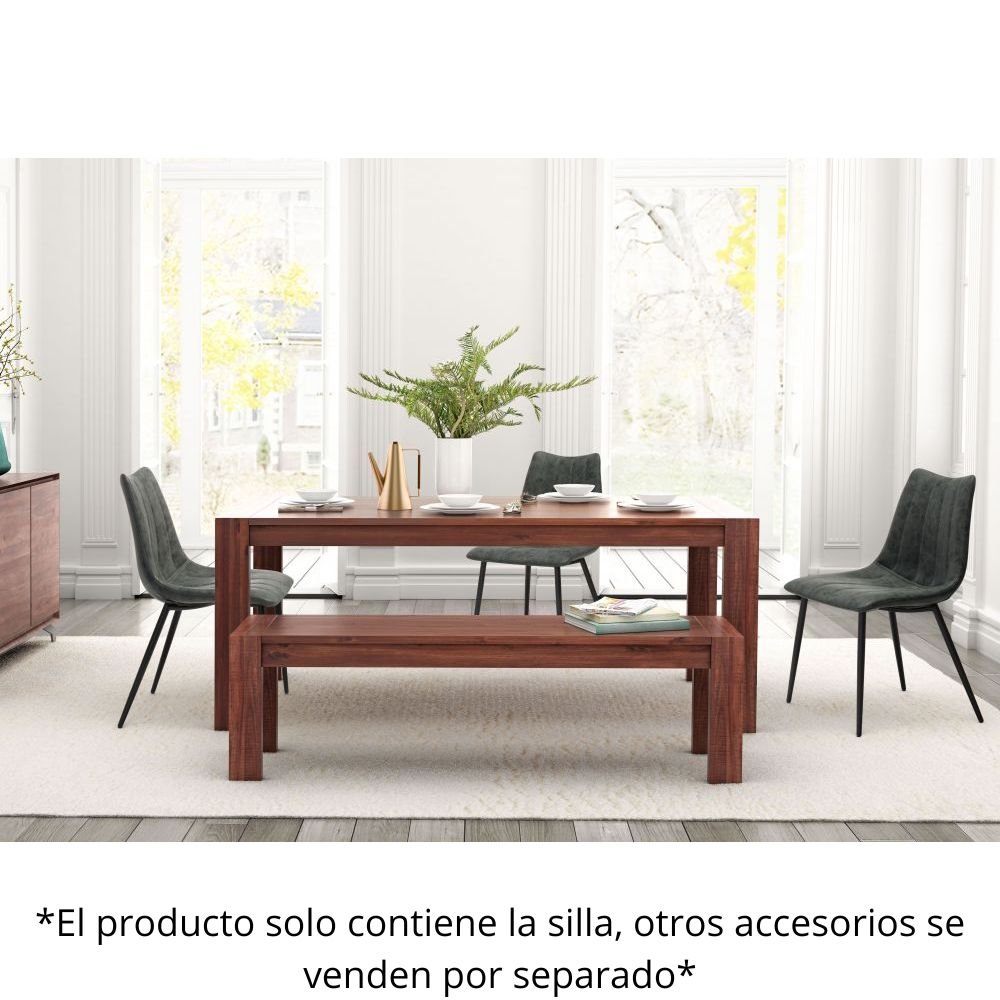 SILLA NOGAL BEAT NORWICH | Silla Ocasional de Comedor | Base Acero | Negro | Piel Sintética 100% Poliuretano Madera Contrachapada | Interior - 100760 - Zuo - NOGAL BEAT - Sillas