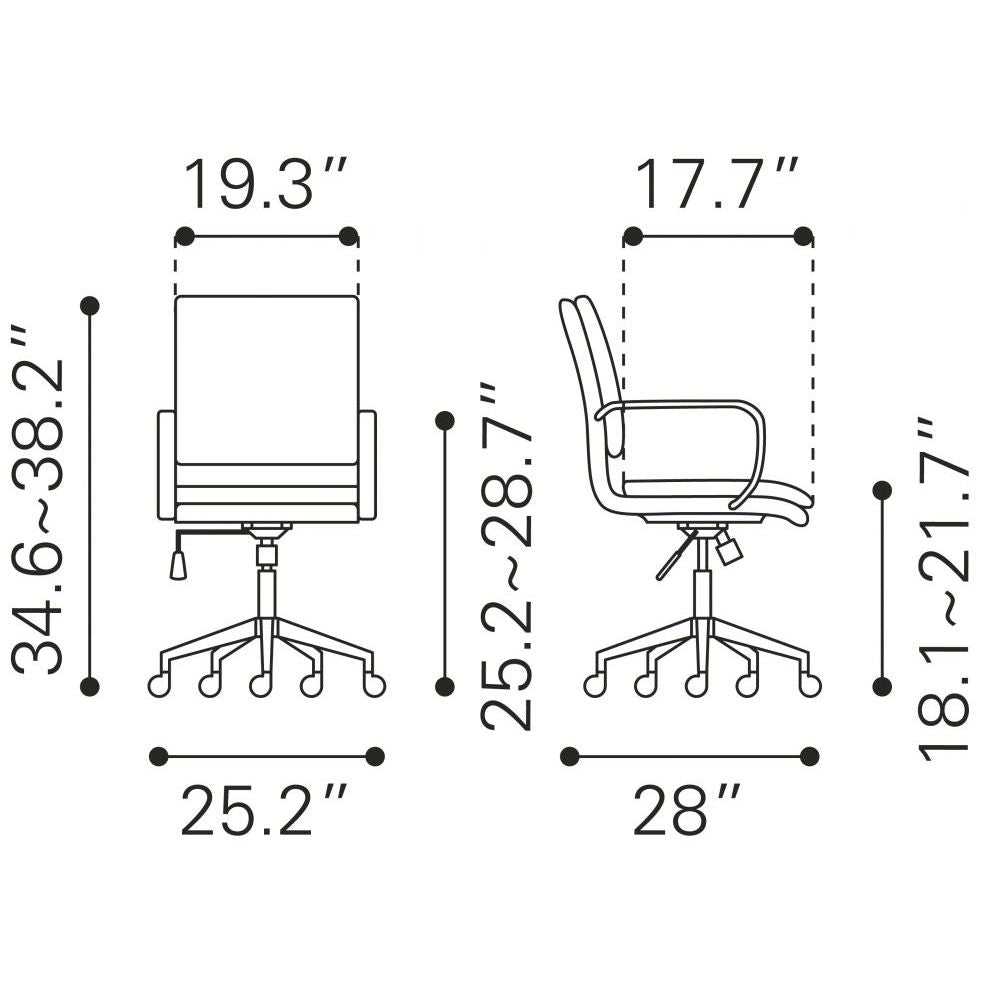 SILLA NOGAL BEAT PARTNER | Silla de Oficina para Empresa | Base Estrella con Rodajas | Blanco | Polipiel 100% Poliuretano | Interior - 109006 - Zuo - NOGAL BEAT -