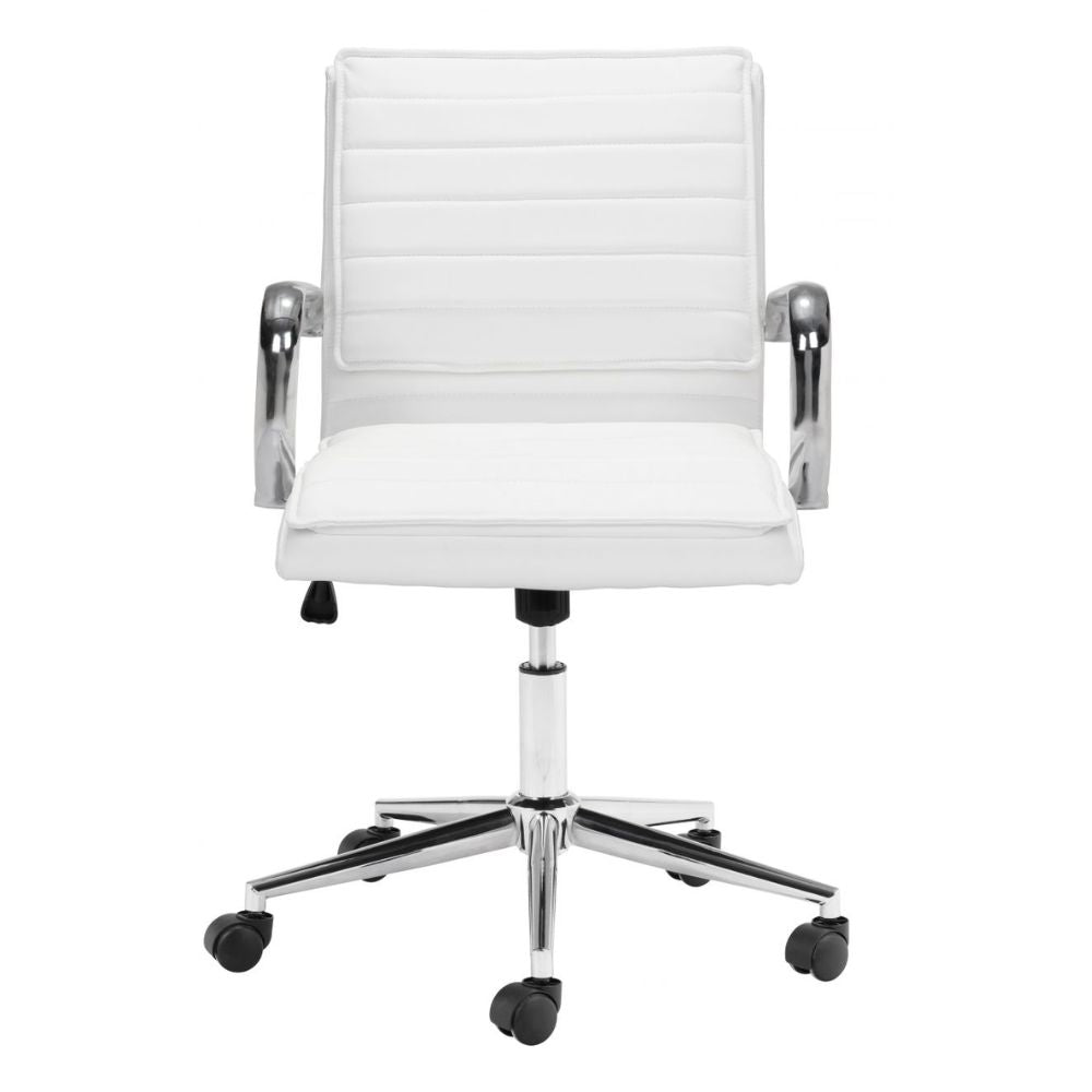 SILLA NOGAL BEAT PARTNER | Silla de Oficina para Empresa | Base Estrella con Rodajas | Blanco | Polipiel 100% Poliuretano | Interior - 109006 - Zuo - NOGAL BEAT -