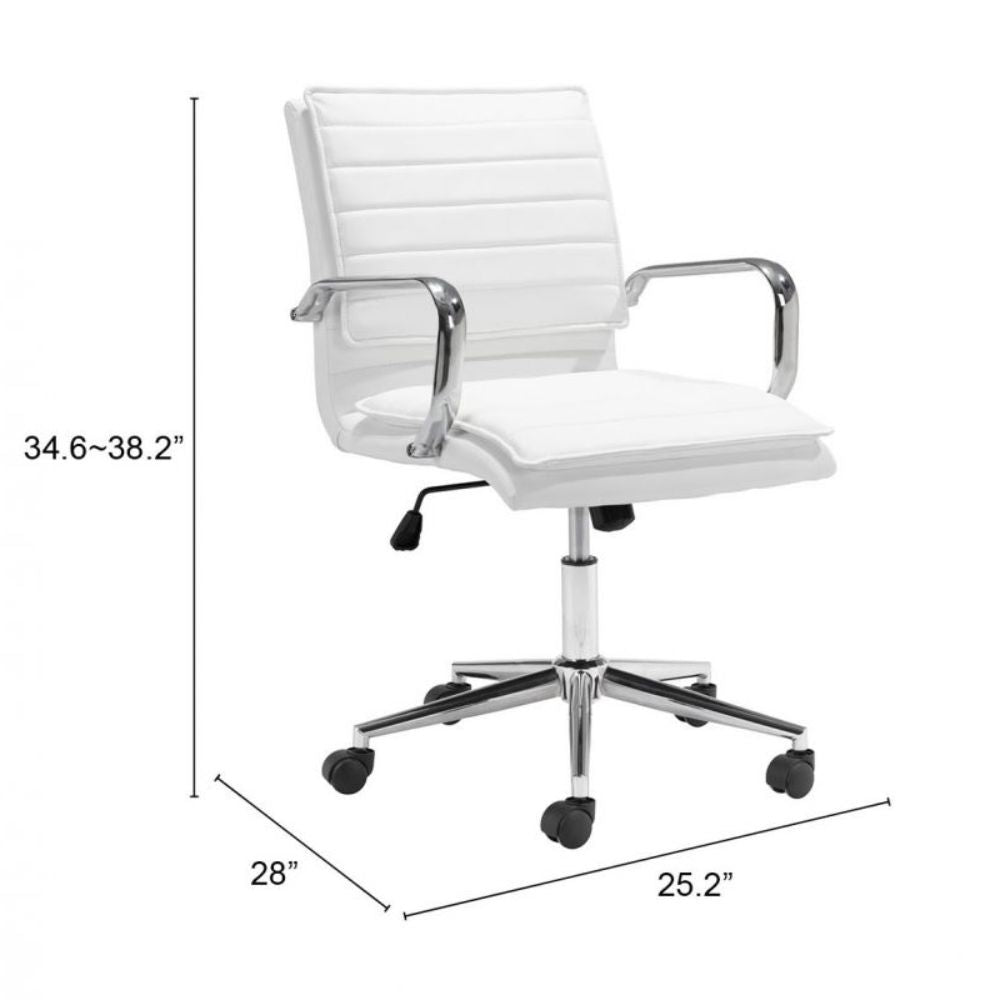 SILLA NOGAL BEAT PARTNER | Silla de Oficina para Empresa | Base Estrella con Rodajas | Blanco | Polipiel 100% Poliuretano | Interior - 109006 - Zuo - NOGAL BEAT -