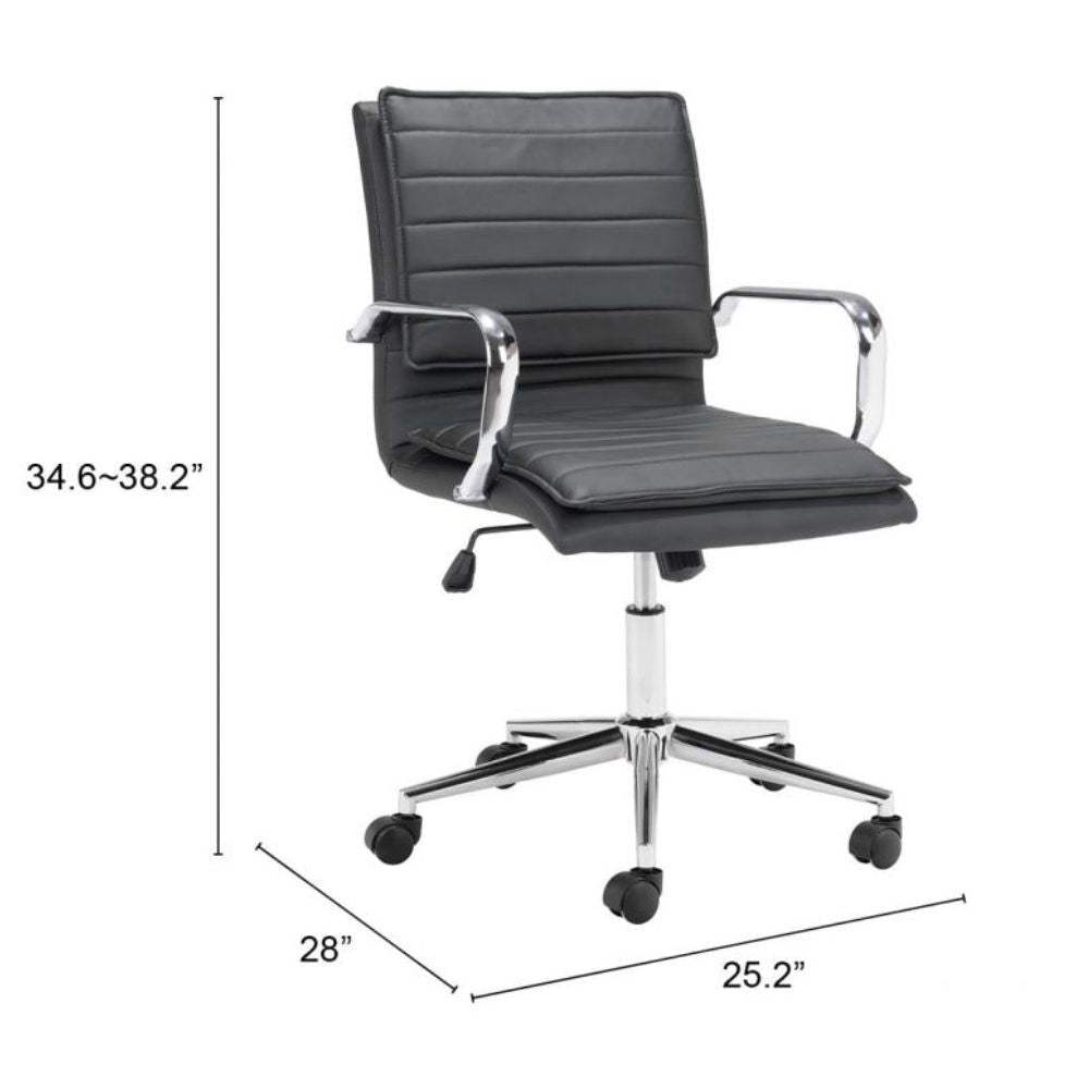 SILLA NOGAL BEAT PARTNER | Silla de Oficina para Empresa | Base Estrella con Rodajas | Negro | Polipiel 100% Poliuretano | Interior - 109005 - Zuo - NOGAL BEAT -