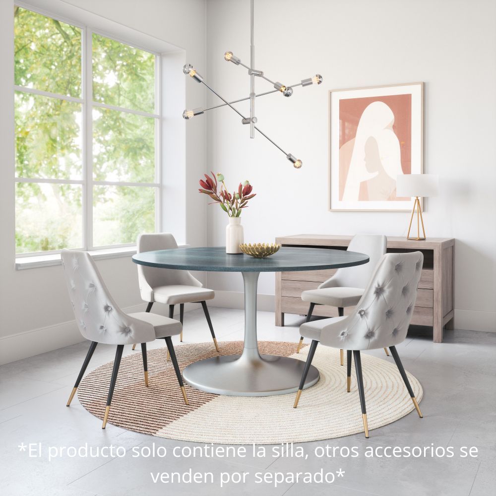 SILLA NOGAL BEAT PICCOLO | Silla para Comedor | Base Acero Negro Oro | Gris | Terciopelo 100% Poliéster Madera Contrachapada | Interior - 101089 - Zuo - NOGAL BEAT - Sillas