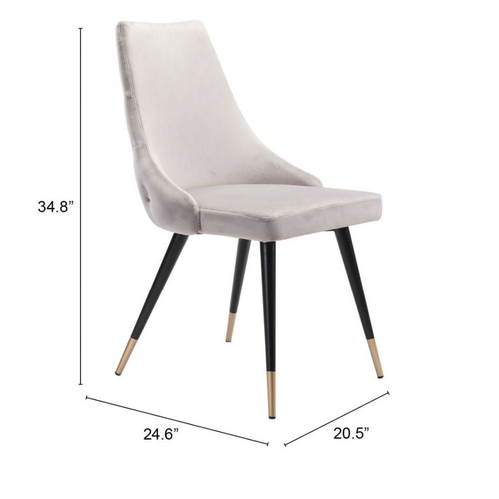 SILLA NOGAL BEAT PICCOLO | Silla para Comedor | Base Acero Negro Oro | Gris | Terciopelo 100% Poliéster Madera Contrachapada | Interior - 101089 - Zuo - NOGAL BEAT - Sillas