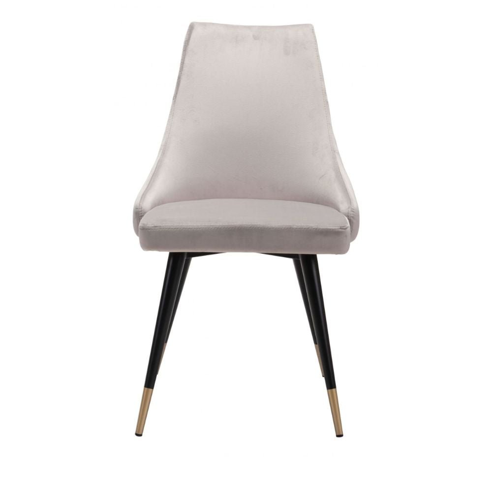 SILLA NOGAL BEAT PICCOLO | Silla para Comedor | Base Acero Negro Oro | Gris | Terciopelo 100% Poliéster Madera Contrachapada | Interior - 101089 - Zuo - NOGAL BEAT - Sillas