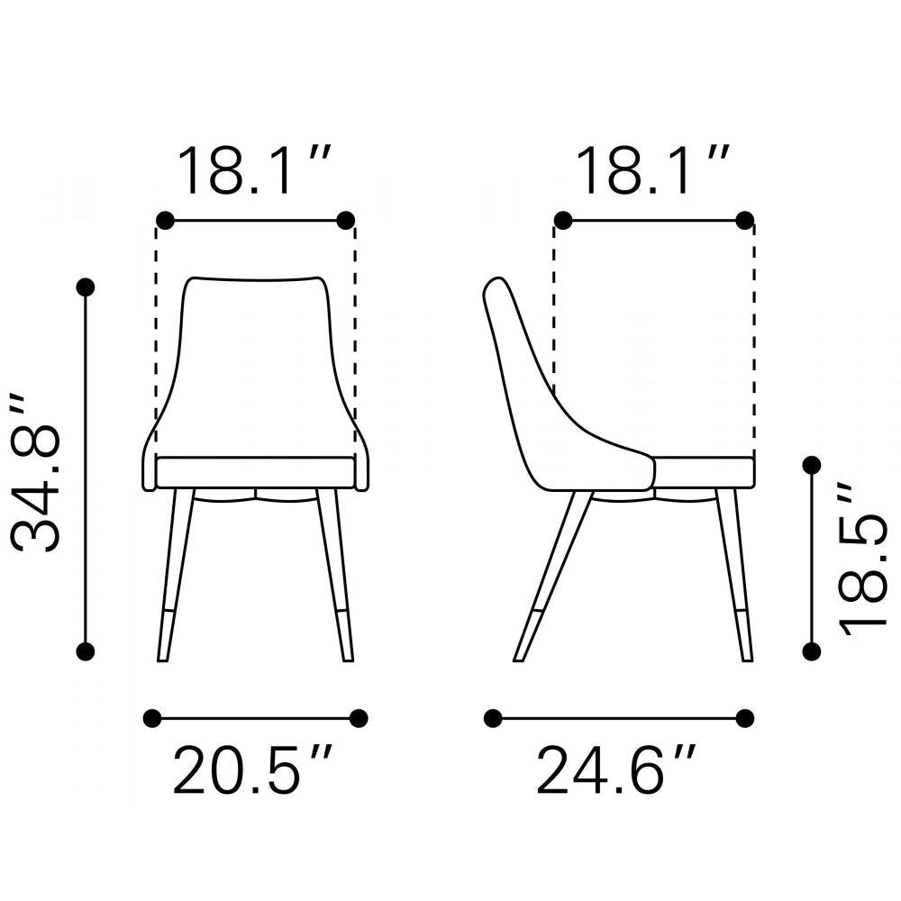 SILLA NOGAL BEAT PICCOLO | Silla para Comedor | Base Acero Negro Oro | Gris | Terciopelo 100% Poliéster Madera Contrachapada | Interior - 101089 - Zuo - NOGAL BEAT - Sillas