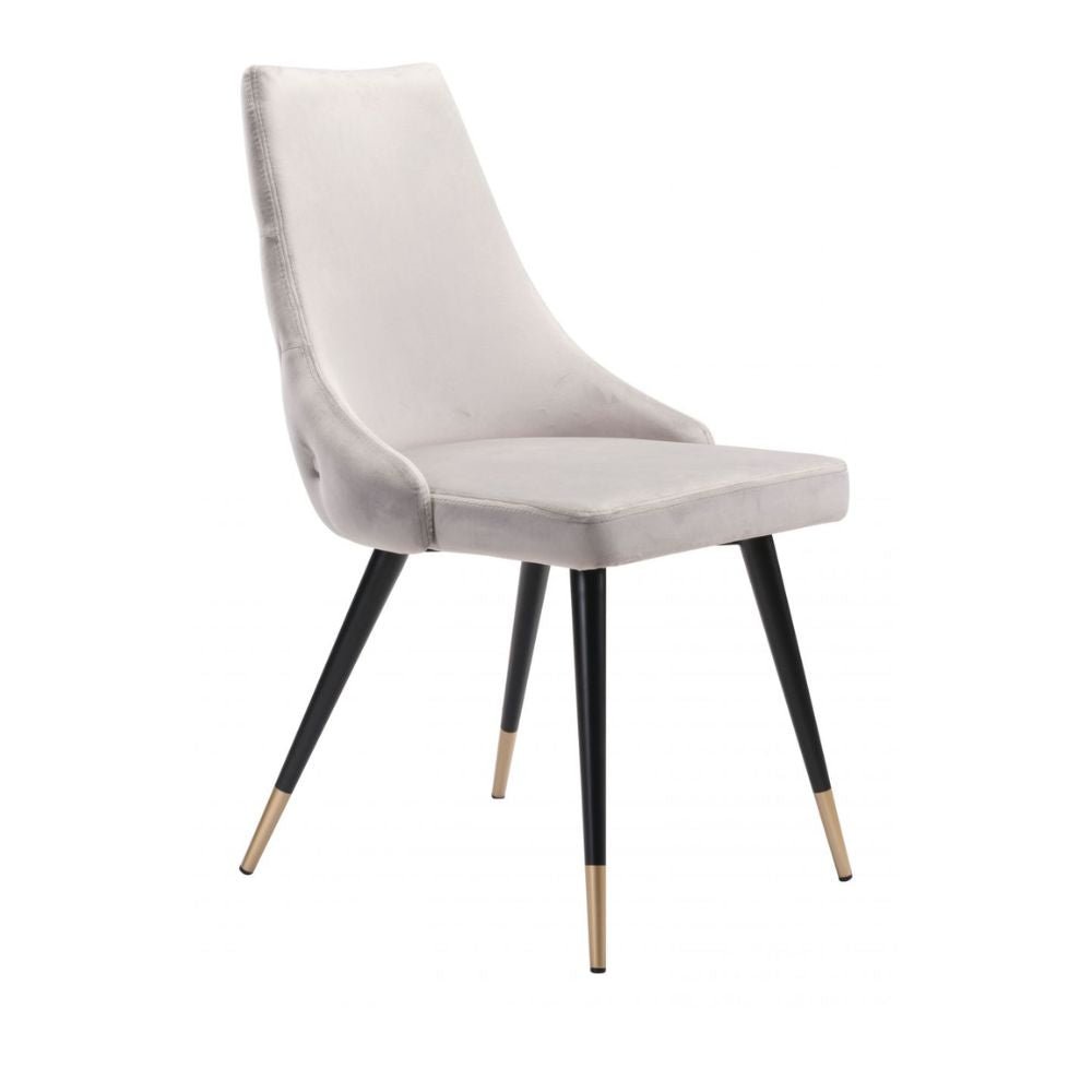 SILLA NOGAL BEAT PICCOLO | Silla para Comedor | Base Acero Negro Oro | Gris | Terciopelo 100% Poliéster Madera Contrachapada | Interior - 101089 - Zuo - NOGAL BEAT - Sillas